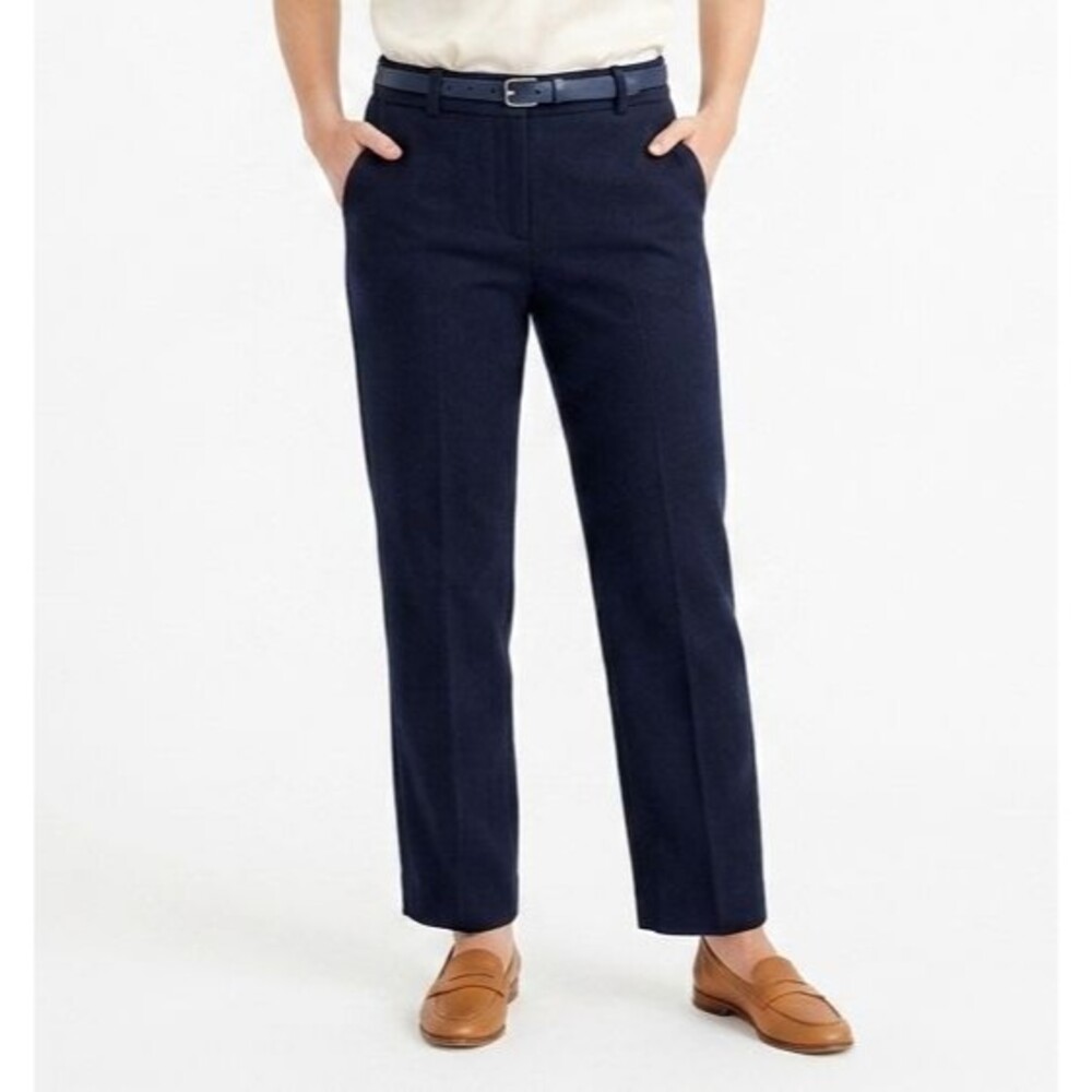 J Crew Kate Straight Leg Pants 4P Navy Blue Trouser Classic Stretch Petite 4